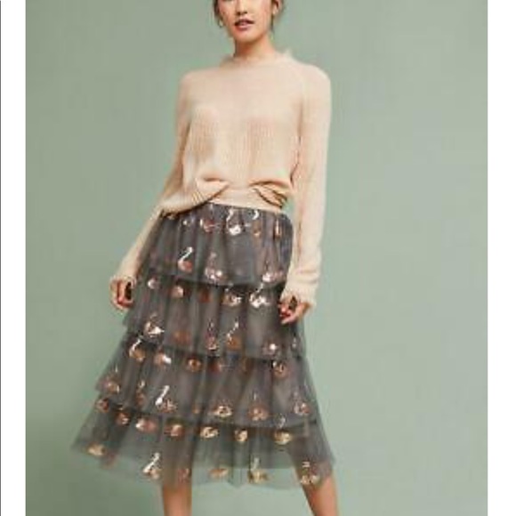 Dresses & Skirts - Anthropologie swan embellished tulle skirt. NWT.